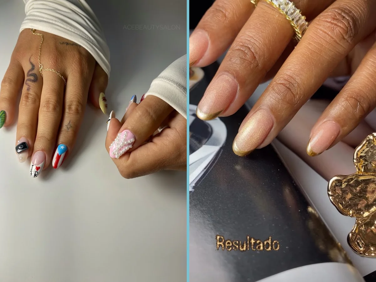 Manicure station with polished nail tools