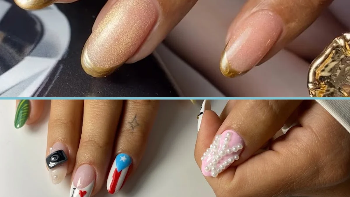 Manicure station with polished nail tools